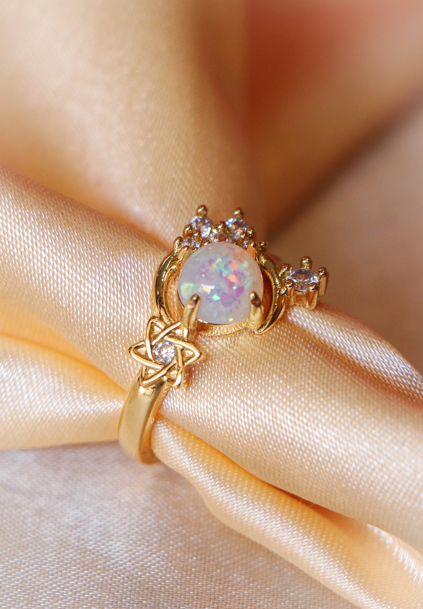 Celestial Opal Crown Ring