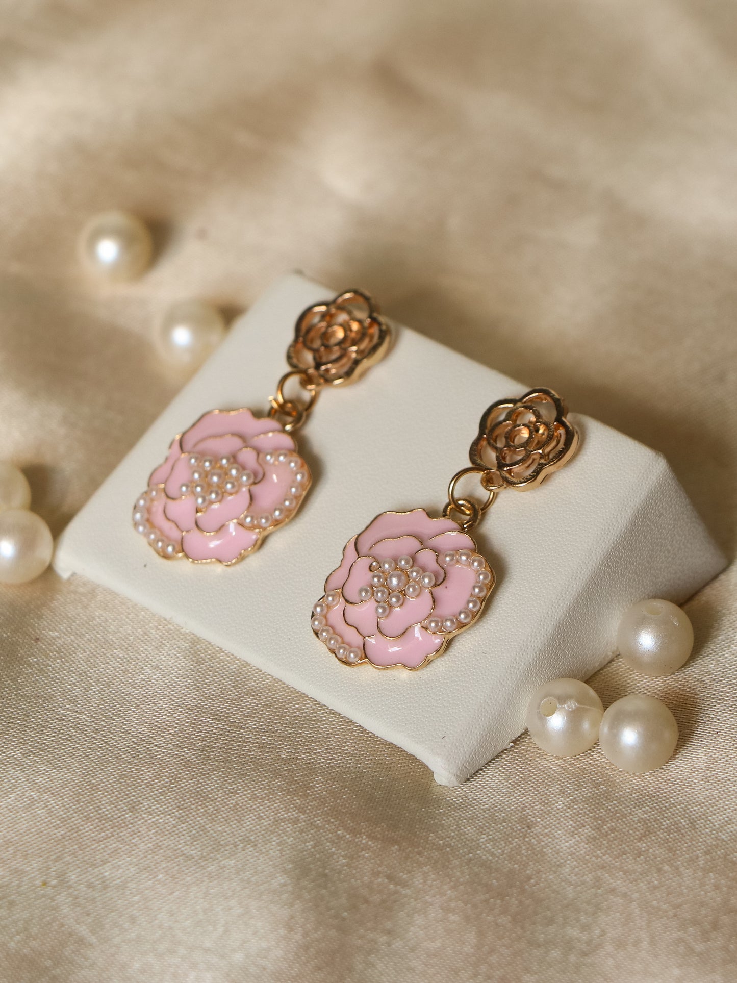 Blush Bloom Danglers Earrings