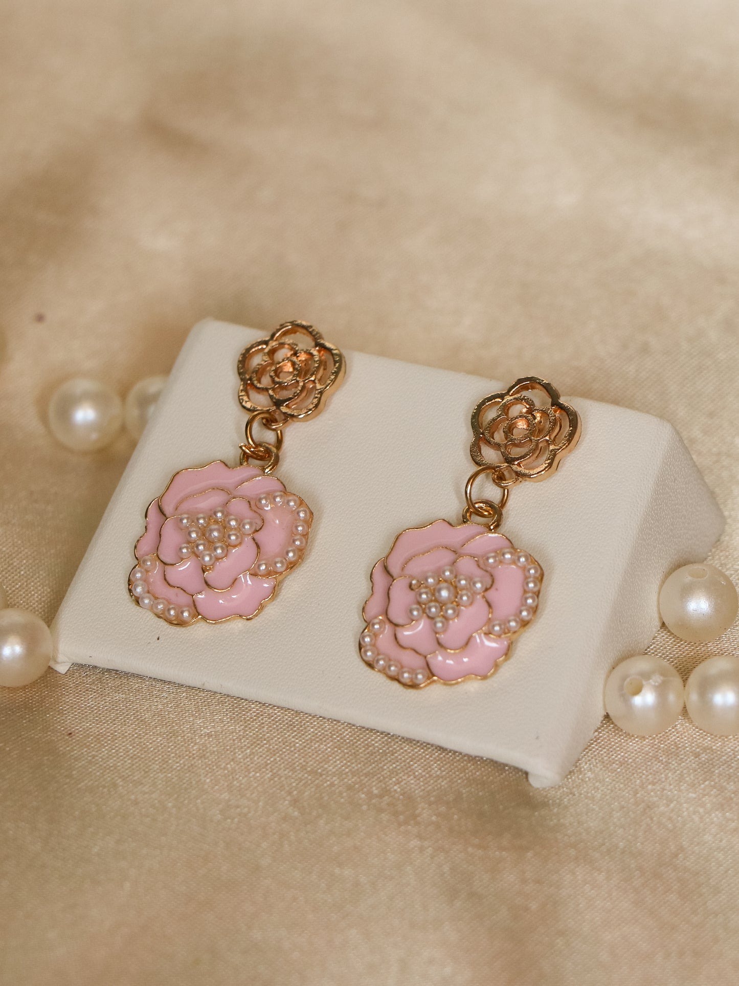 Blush Bloom Danglers Earrings