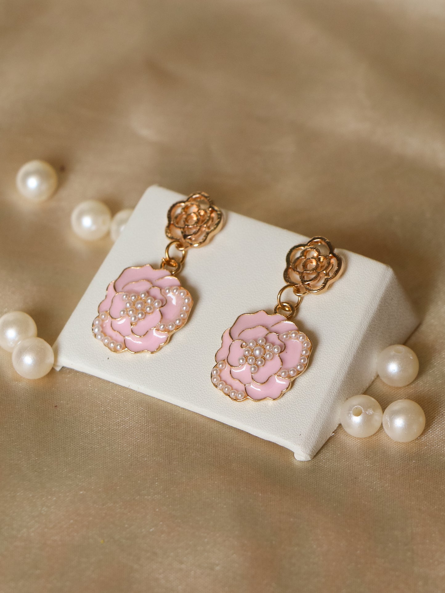 Blush Bloom Danglers Earrings