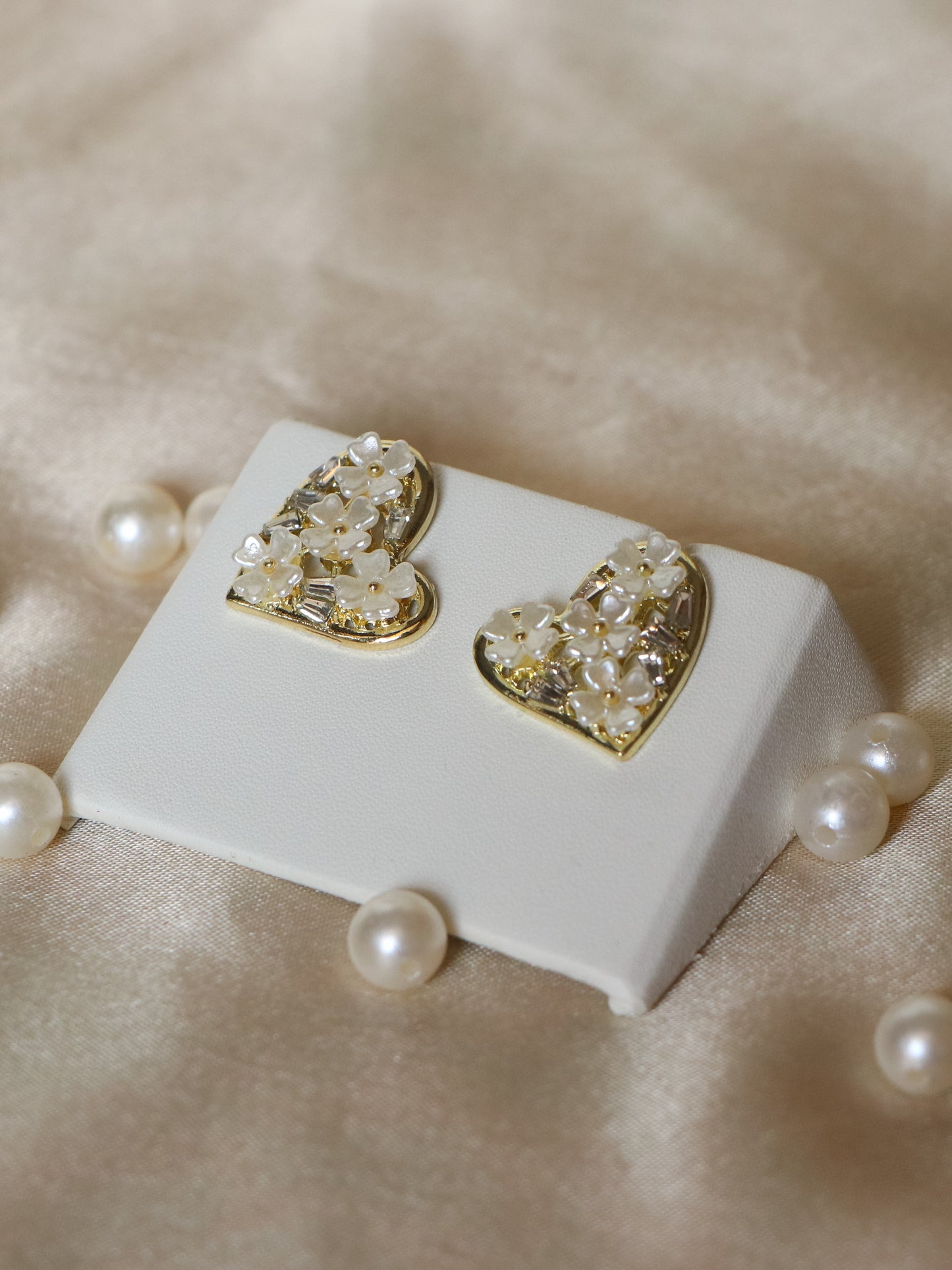 Floral Heart Studs Earrings