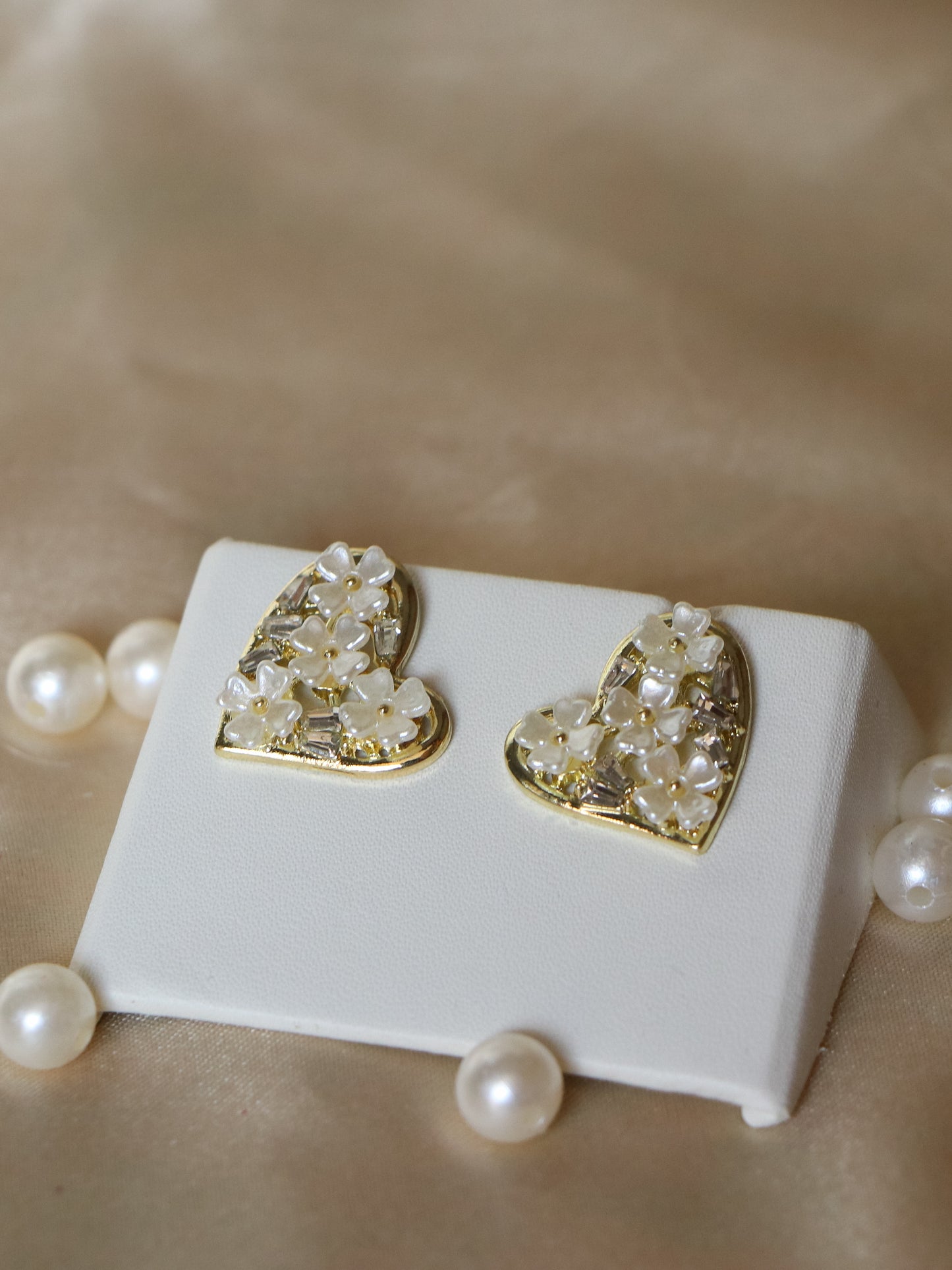 Floral Heart Studs Earrings